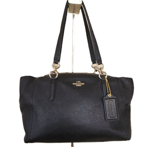 Coach Chistie Black Leather Shoulder Bag Satchel Medium - Picture 1 of 17